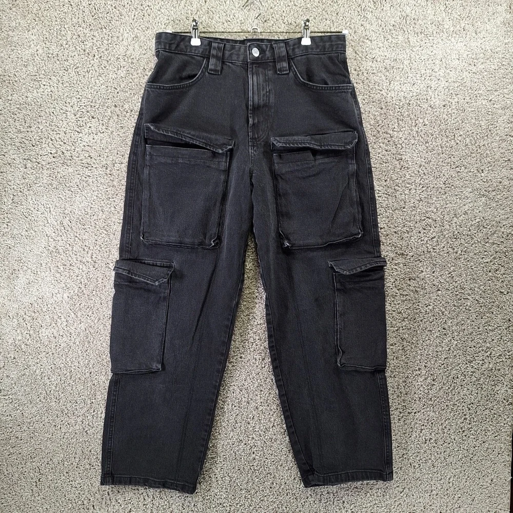 Zara Cargo Jeans Mens 32 (Fits W33xL28.5) Dark Wash Utility Streetwear Gorpcore